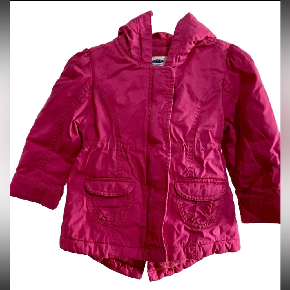 Old Navy Size 3T Toddler Girls Kids Pink Coat Hood & Pockets Excellent Condition - Picture 3 of 9